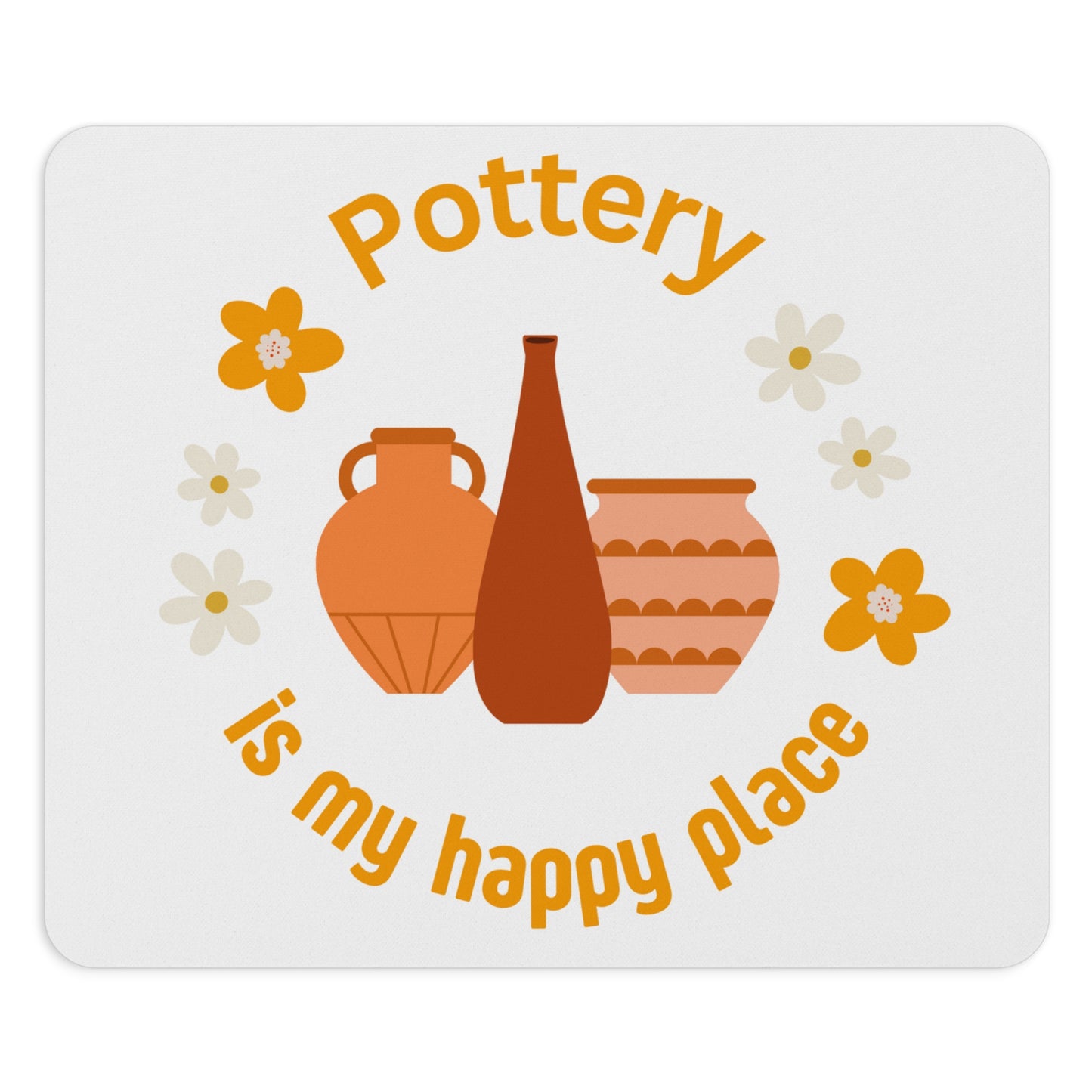 Pottery Lover's Mouse Pad, Creative Workspace Gift, Cozy Home Office Décor, Artisan Pottery Gifts, Flower Design