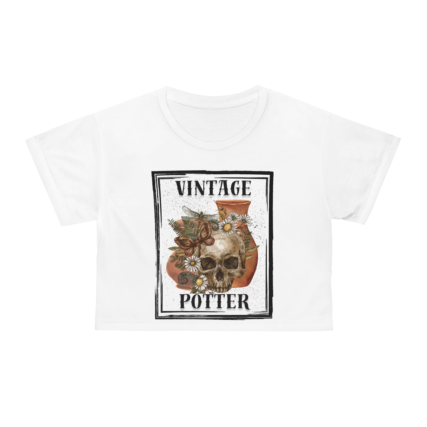 Vintage Pottery Crop Tee, Funny Crop Top, Pottery Lover Gift, Creative Fashion, Casual Wear, Art Student Style, Gift for Her