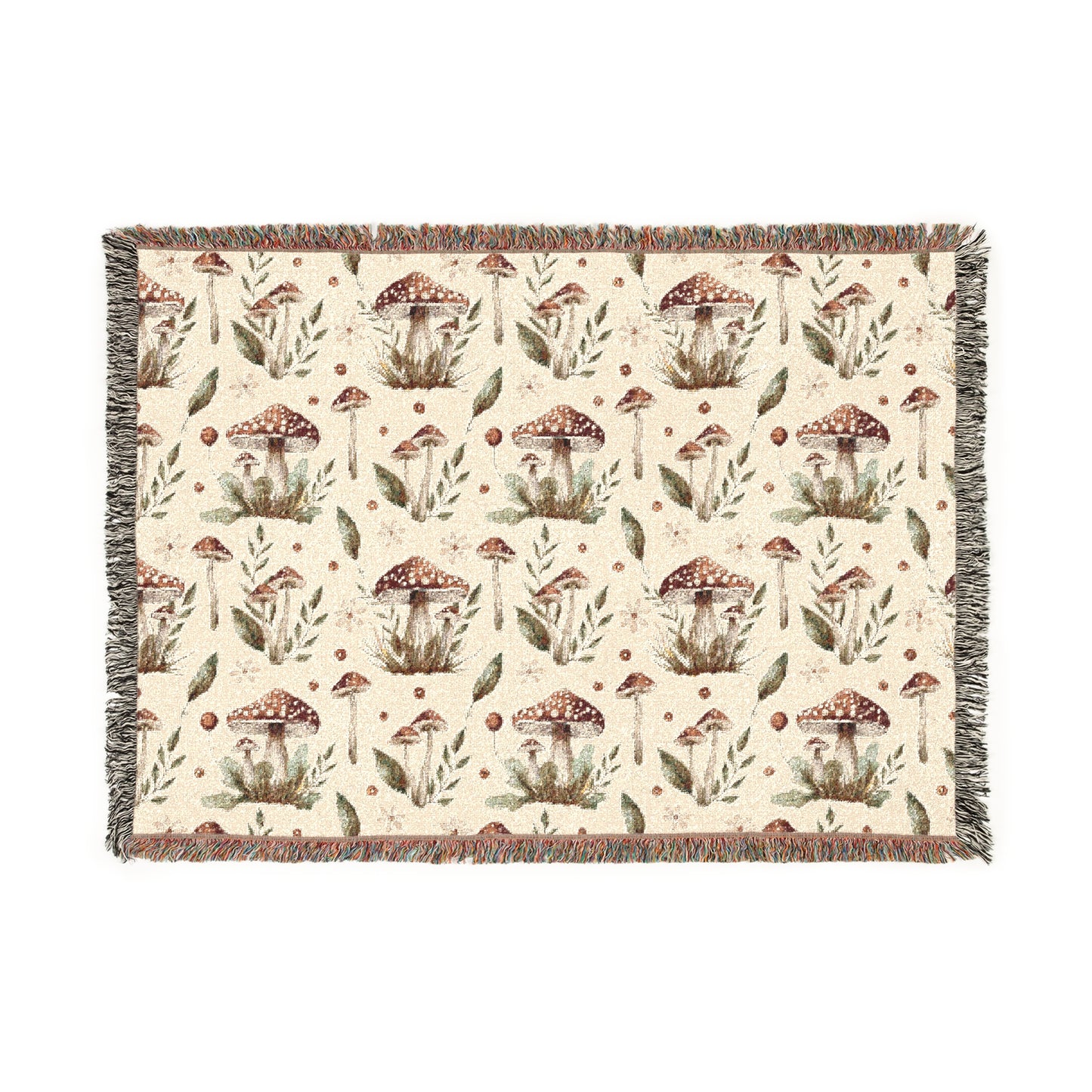 Whimsical Mushroom Inspired Woven Blanket, Cozy Home Decor, Perfect for Mother's Day, Gift for Housewarming, Living Room Throw