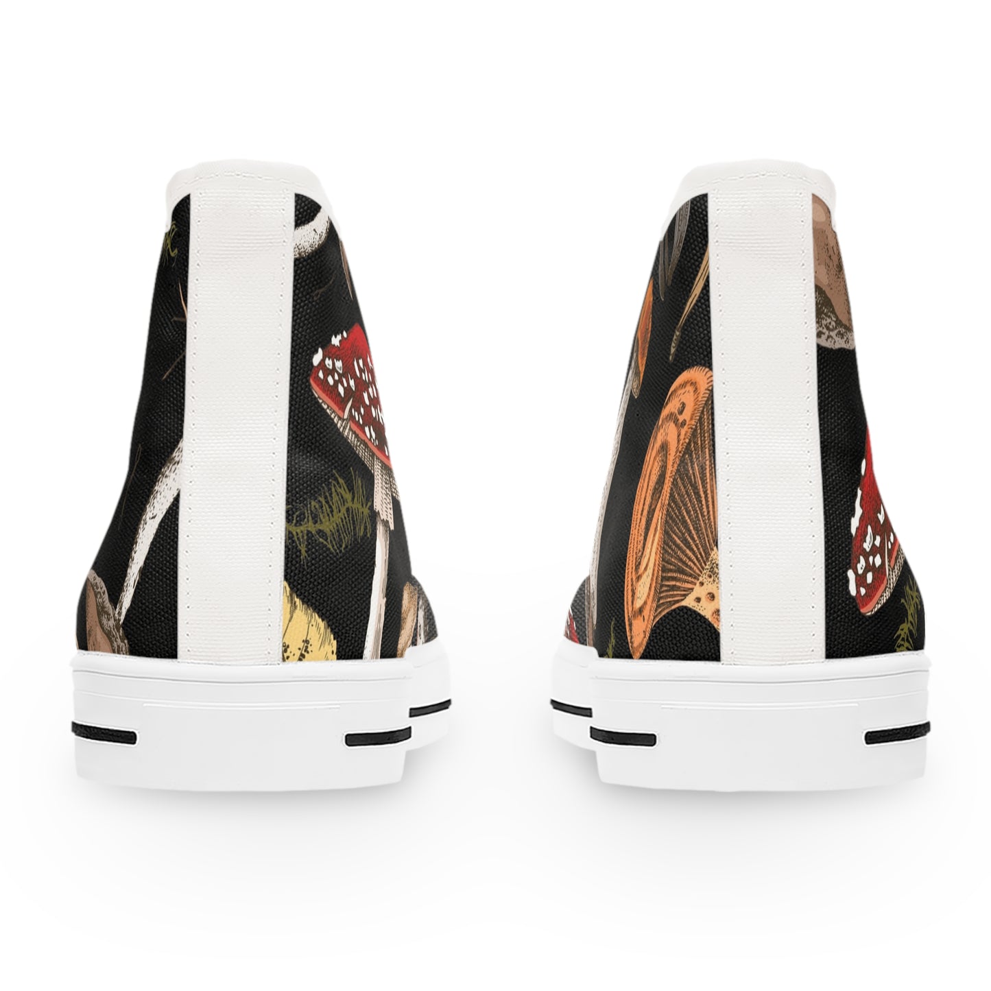 Whimsical Mushroom Print High Top Sneakers for Nature Lovers, Unique Fashion Footwear, Boho Style, Gift for Her, Trendy Sneakers