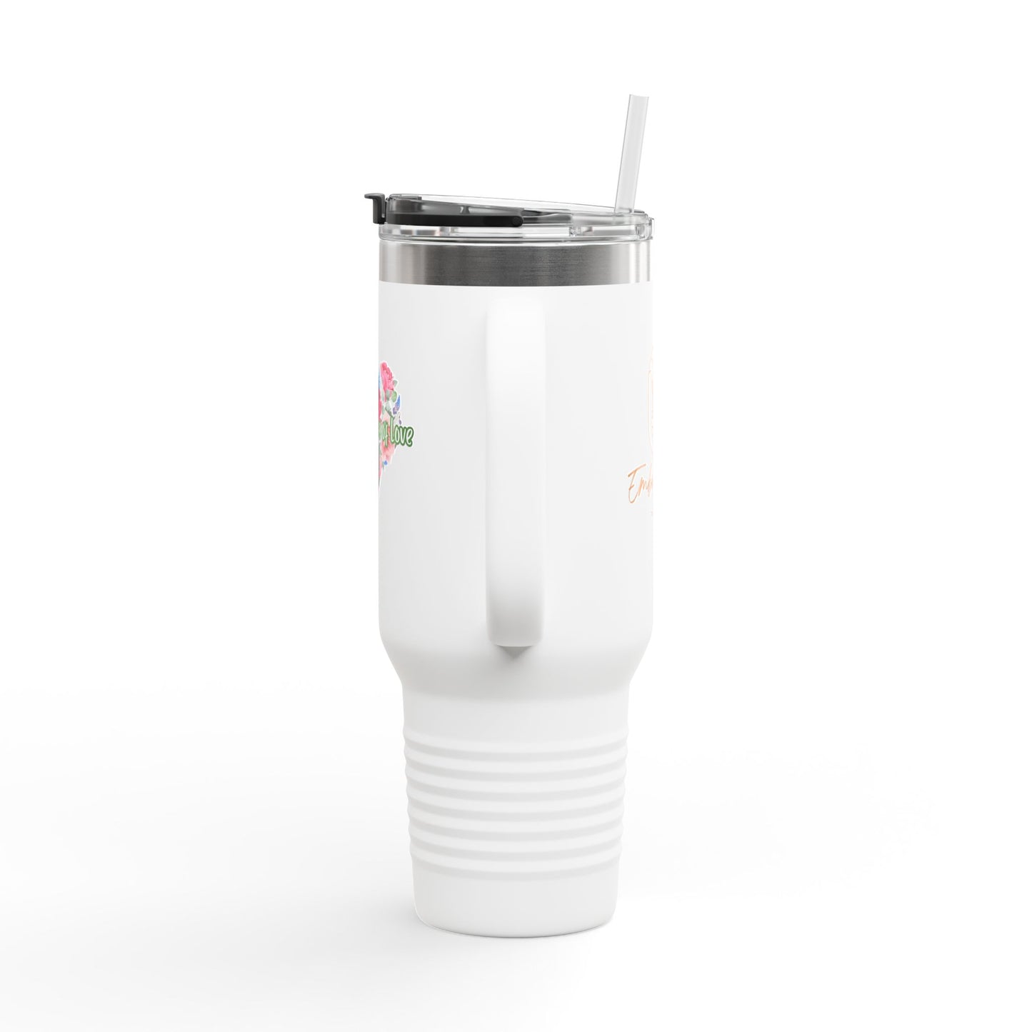 Floral Insulated Travel Mug - 40oz - "Art Is A Piece Of Love"