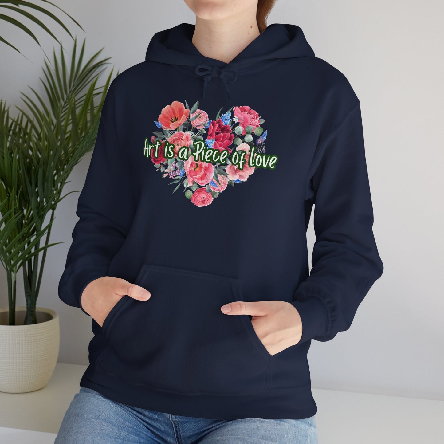 Art Is a Piece of Love Floral Hoodie