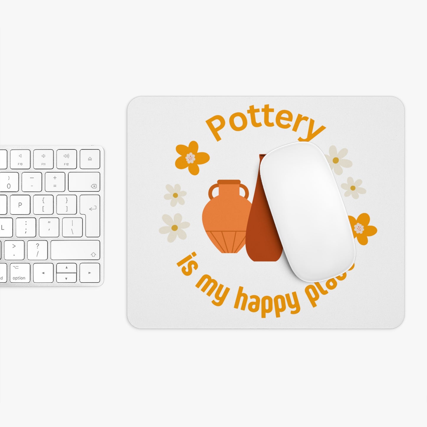 Pottery Lover's Mouse Pad, Creative Workspace Gift, Cozy Home Office Décor, Artisan Pottery Gifts, Flower Design