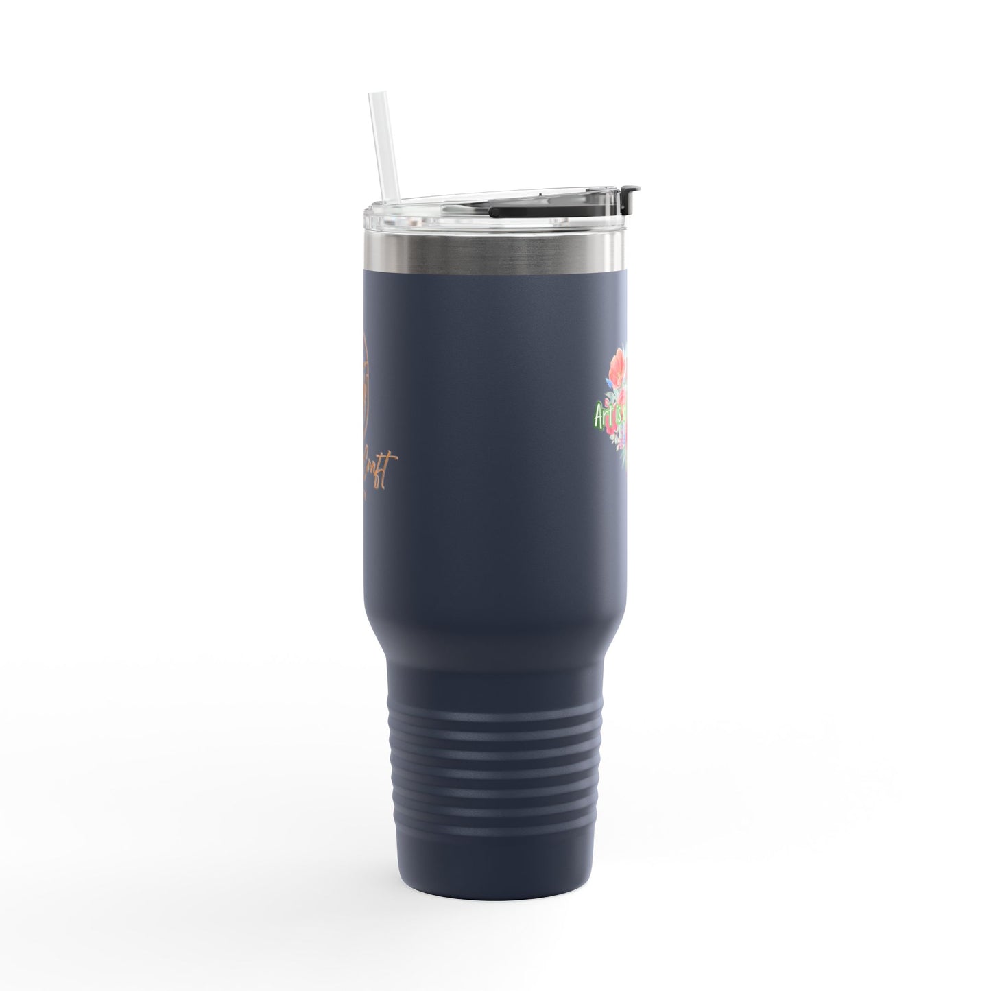 Floral Insulated Travel Mug - 40oz - "Art Is A Piece Of Love"