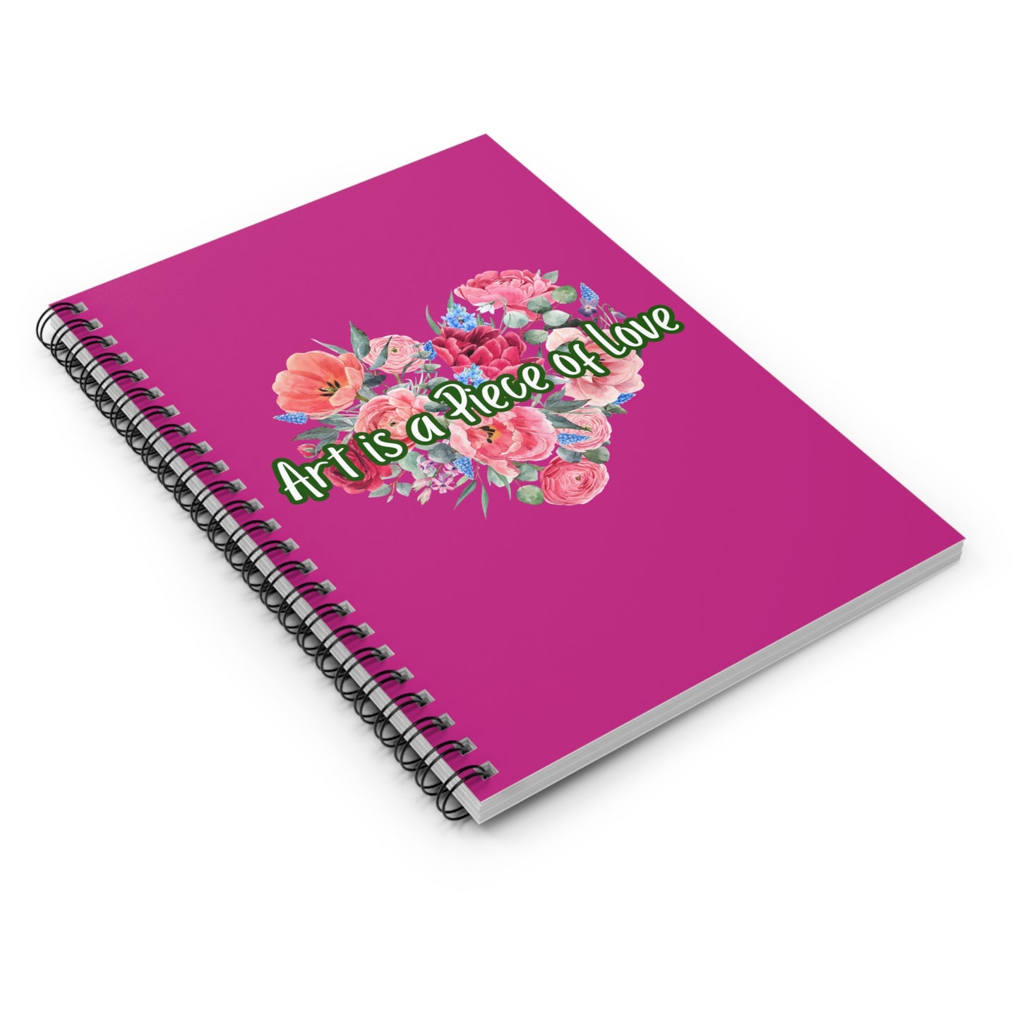 Floral Heart Spiral Notebook - "Art is a Piece of Love"