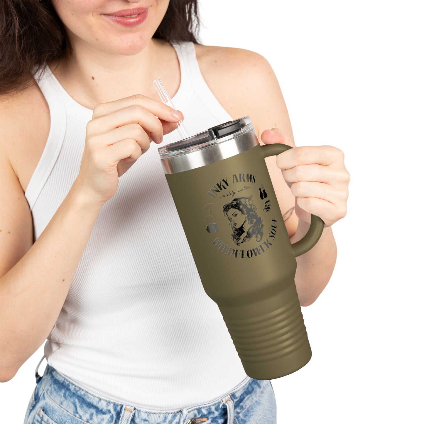 Wildflower Soul Insulated Travel Mug, 40oz - Perfect for Road Trips, Camping, Coffee Lovers, Gifts, Summer Adventures
