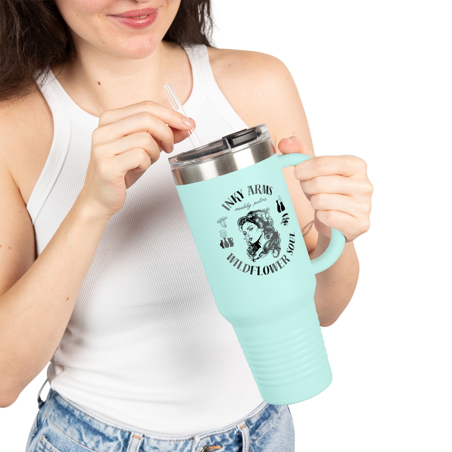 Wildflower Soul Insulated Travel Mug, 40oz - Perfect for Road Trips, Camping, Coffee Lovers, Gifts, Summer Adventures