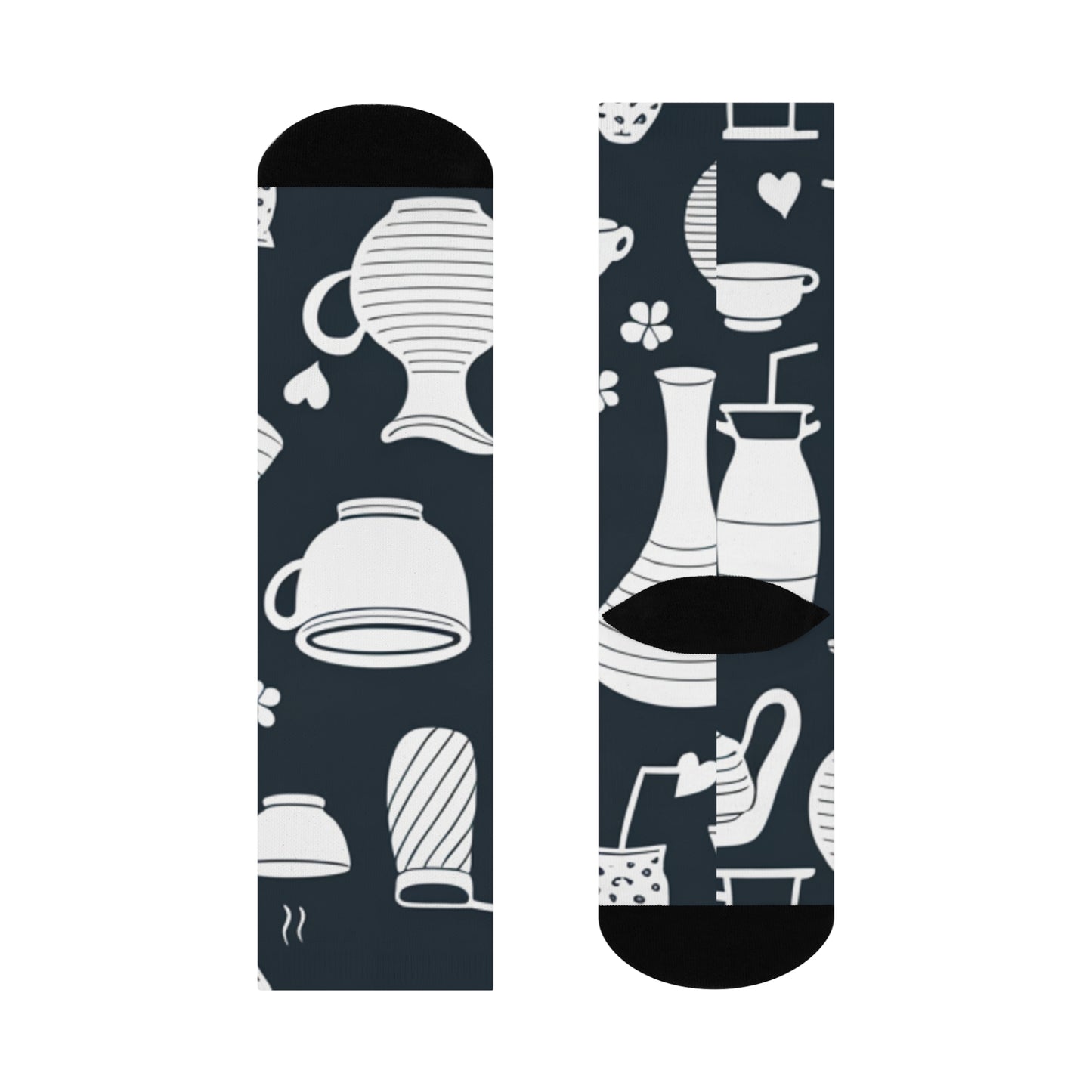 Pottery Cushioned Crew Socks with Cozy Kitchen Designs, Perfect Gift for Coffee Lovers, Fun Homewear, Stylish and Comfy, Unique Gift Idea