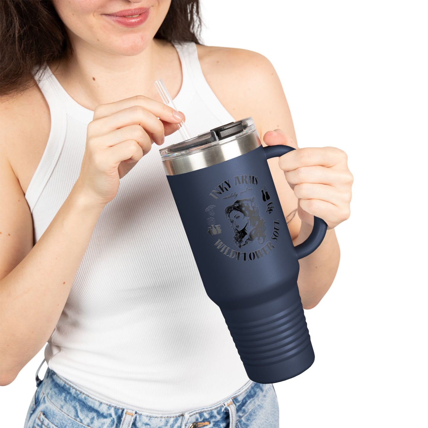 Wildflower Soul Insulated Travel Mug, 40oz - Perfect for Road Trips, Camping, Coffee Lovers, Gifts, Summer Adventures