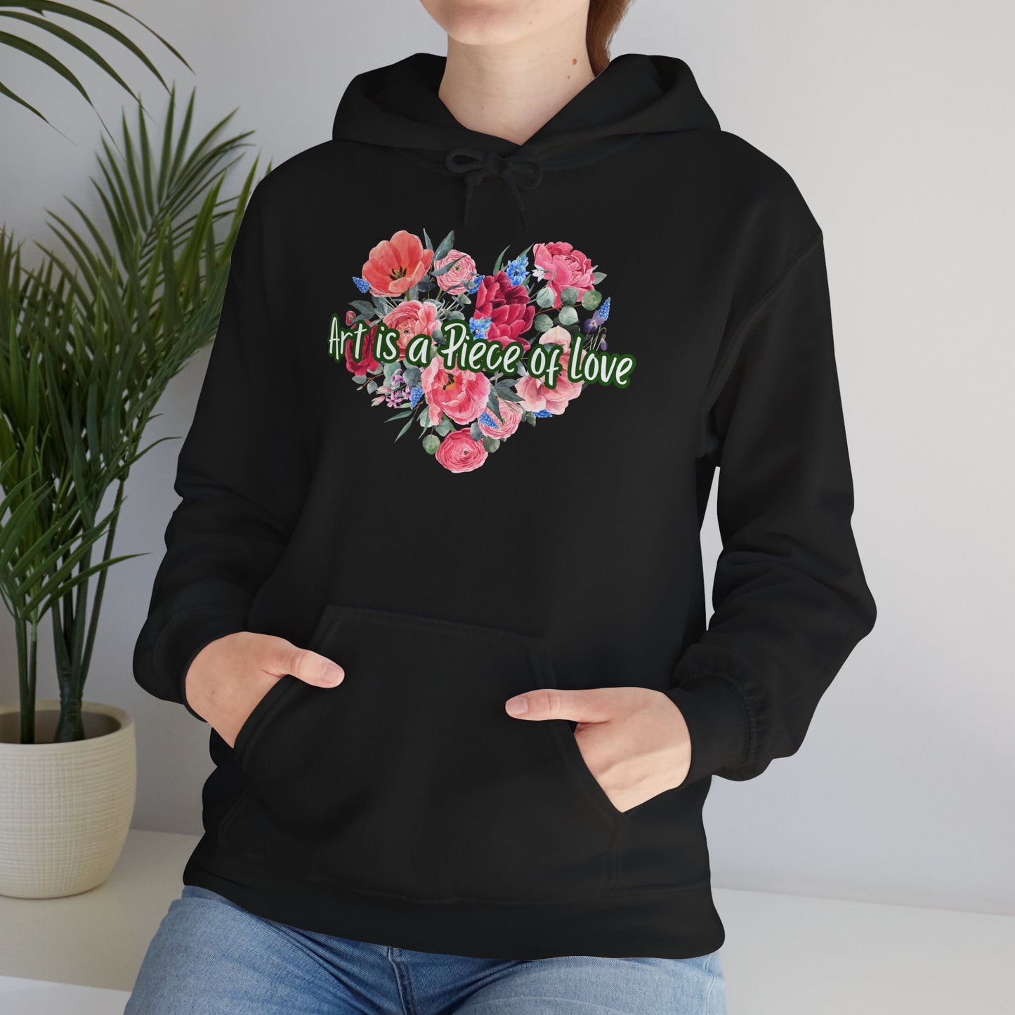 Art Is a Piece of Love Floral Hoodie