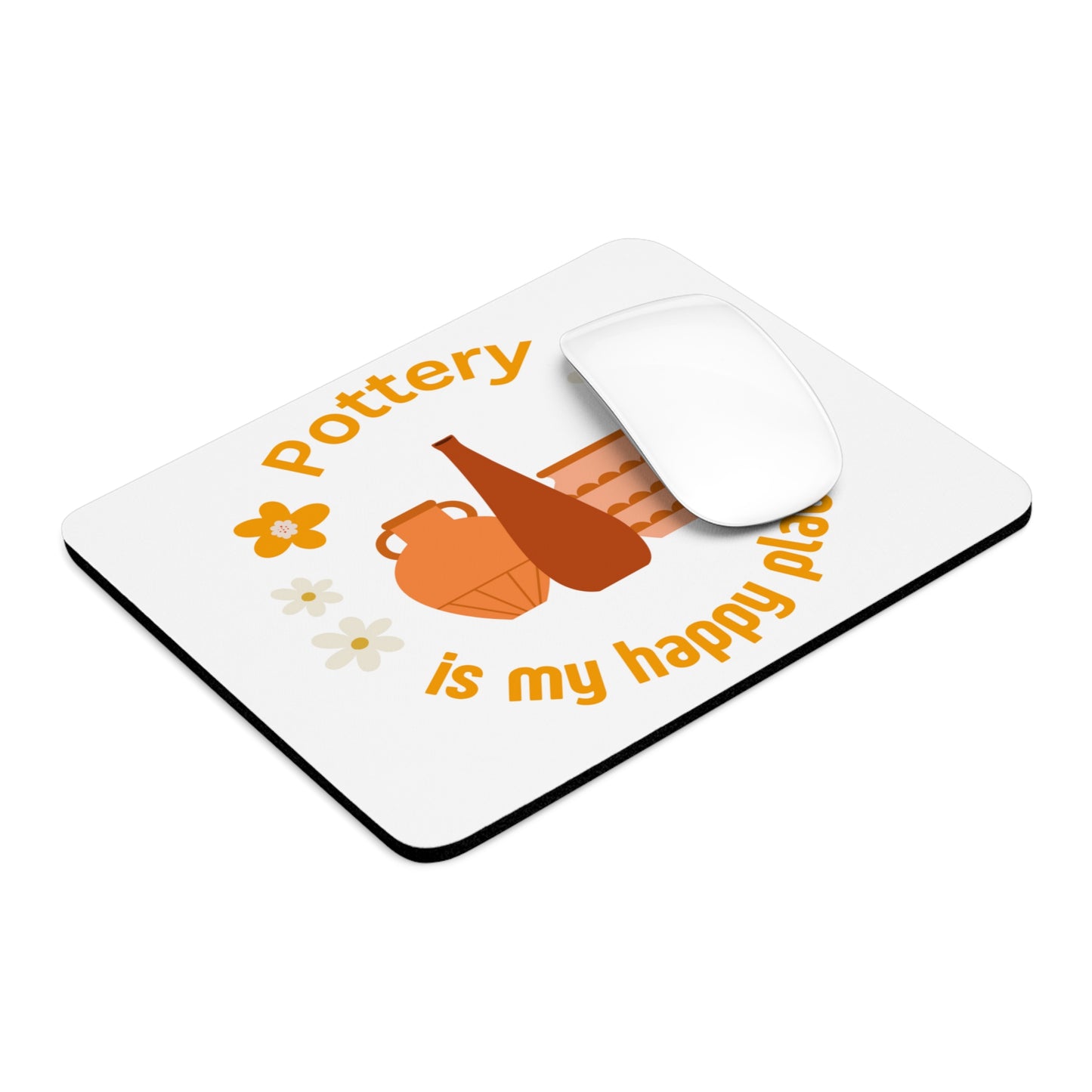Pottery Lover's Mouse Pad, Creative Workspace Gift, Cozy Home Office Décor, Artisan Pottery Gifts, Flower Design