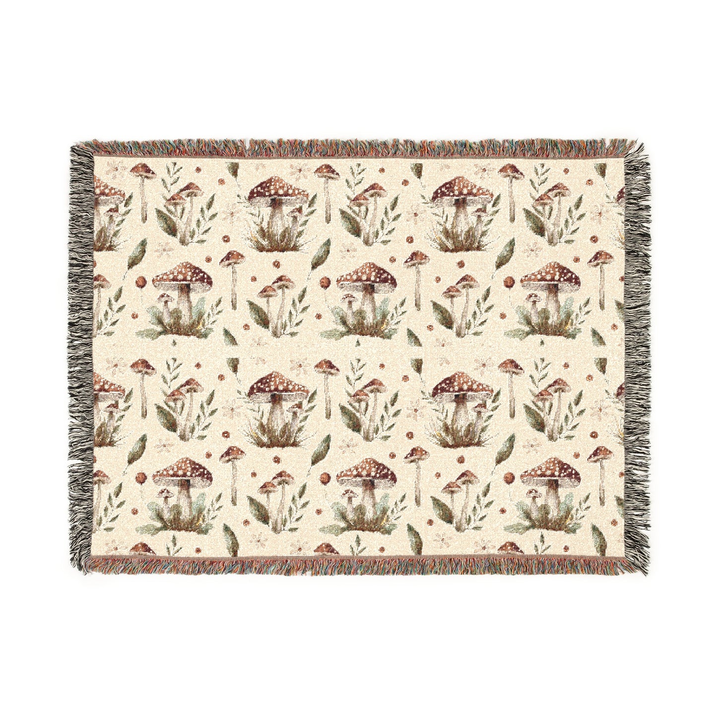 Whimsical Mushroom Inspired Woven Blanket, Cozy Home Decor, Perfect for Mother's Day, Gift for Housewarming, Living Room Throw