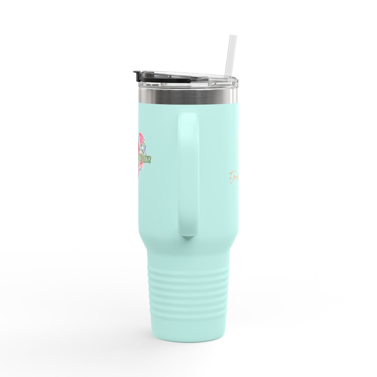 Floral Insulated Travel Mug - 40oz - "Art Is A Piece Of Love"