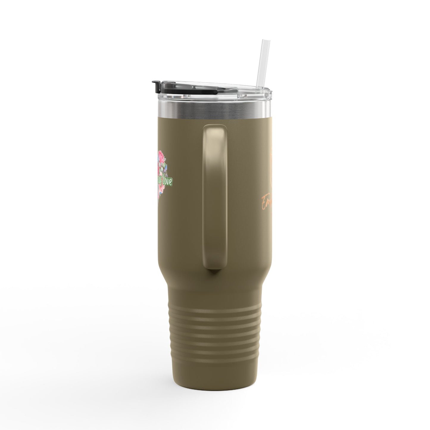 Floral Insulated Travel Mug - 40oz - "Art Is A Piece Of Love"
