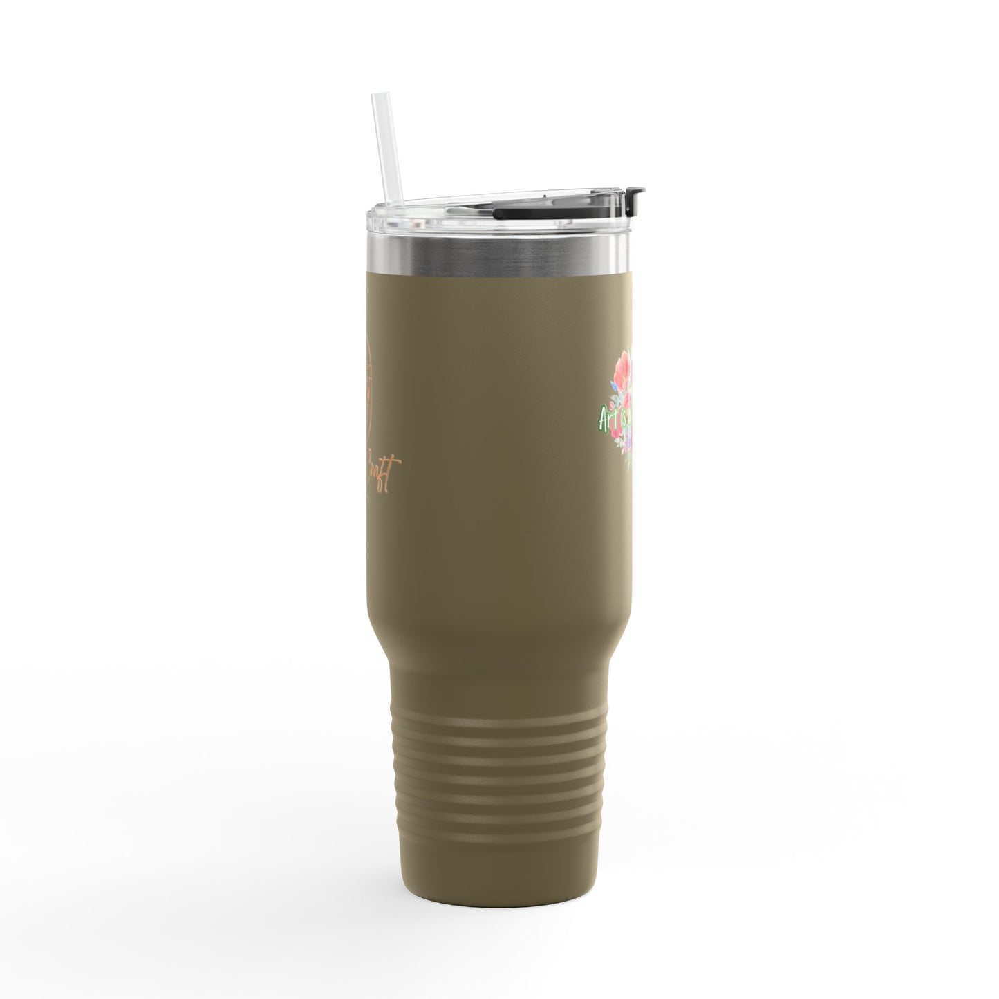 Floral Insulated Travel Mug - 40oz - "Art Is A Piece Of Love"