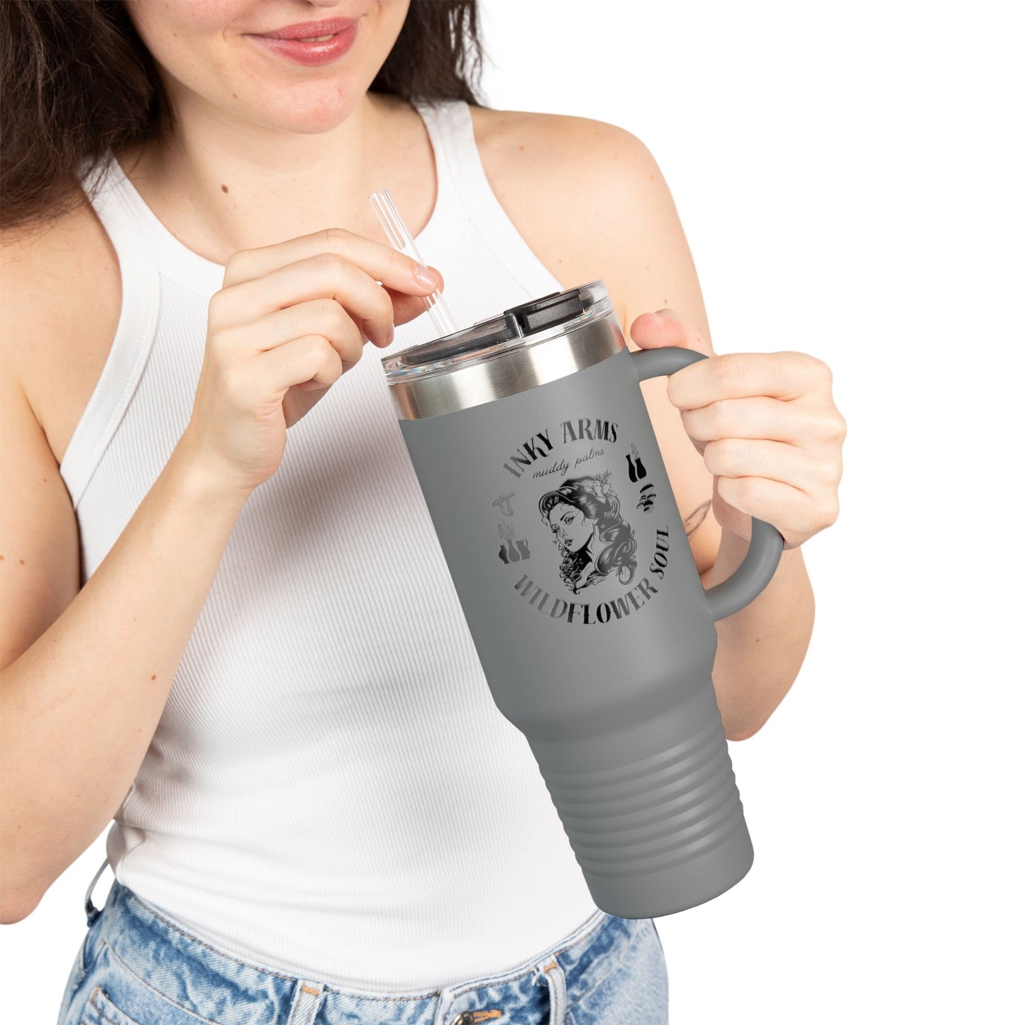 Wildflower Soul Insulated Travel Mug, 40oz - Perfect for Road Trips, Camping, Coffee Lovers, Gifts, Summer Adventures