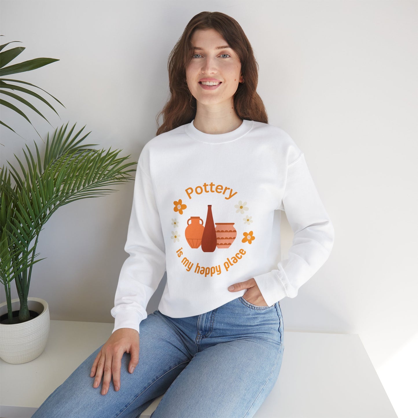 Pottery is my happy place - Unisex Crewneck Sweatshirt