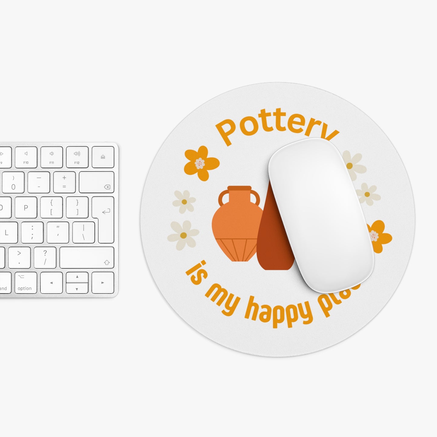 Pottery Lover's Mouse Pad, Creative Workspace Gift, Cozy Home Office Décor, Artisan Pottery Gifts, Flower Design