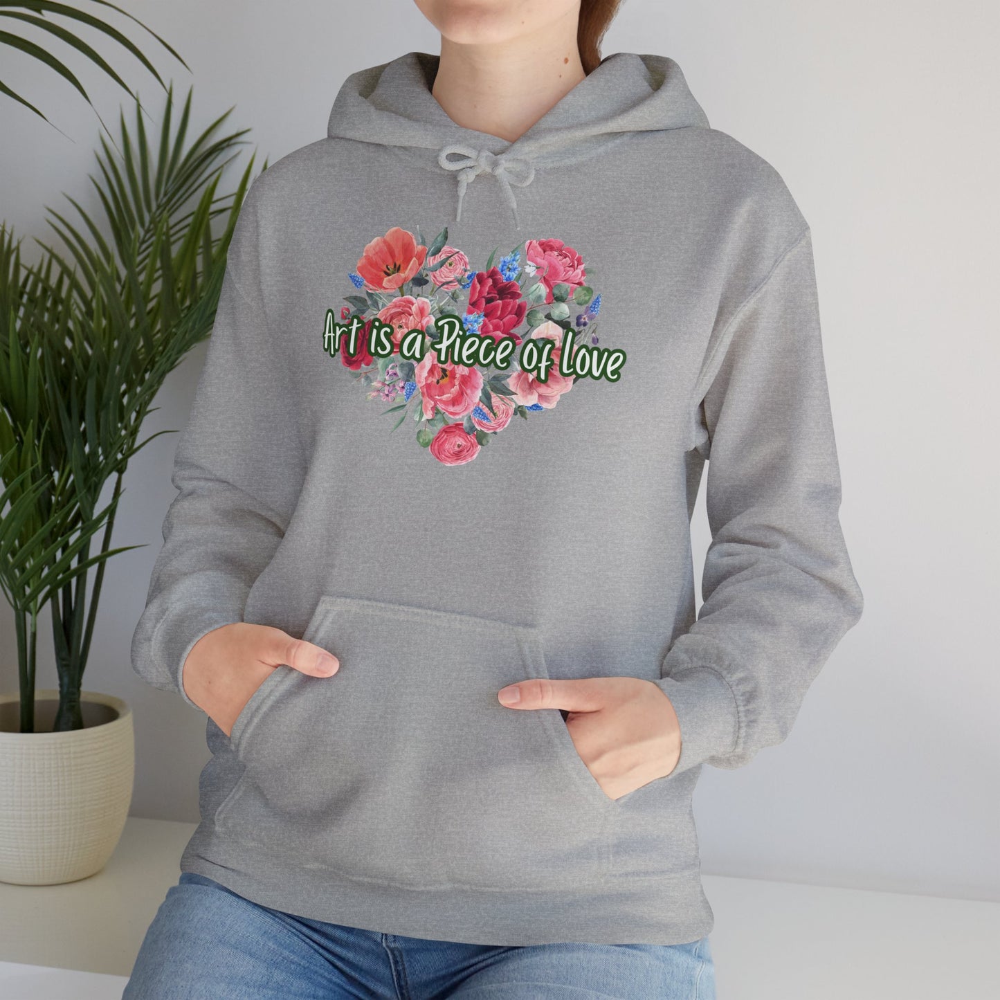 Art Is a Piece of Love Floral Hoodie