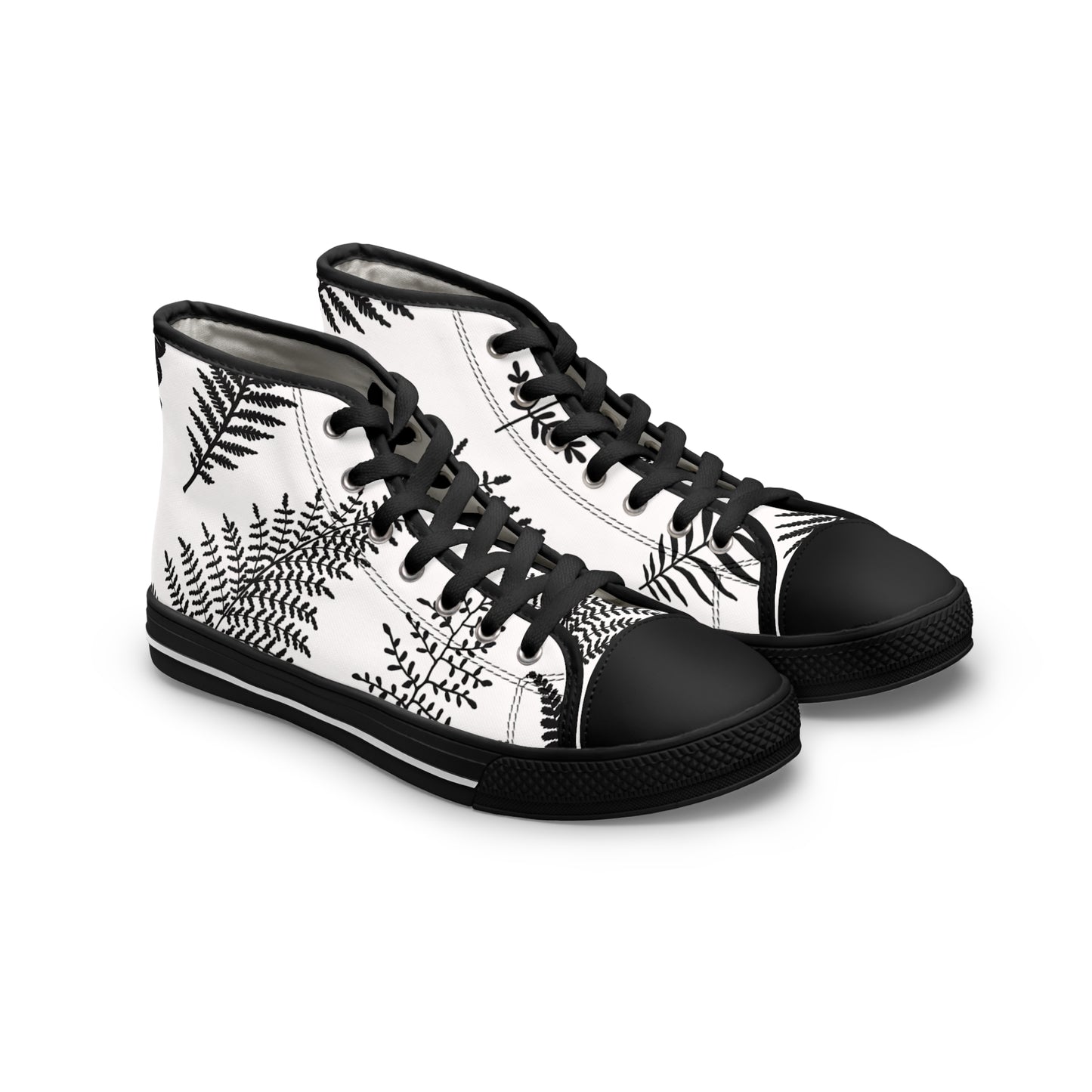 Fern Print High Top Sneakers for Women - Stylish Casual Fashion Footwear, Everyday Sneakers, Unique Gift Idea