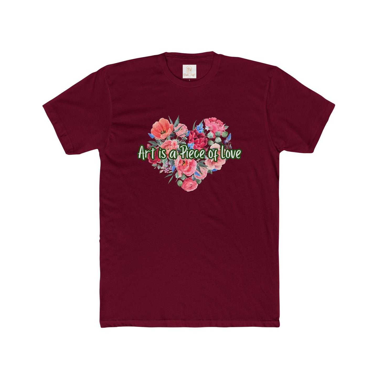Floral Heart Art Unisex Cotton Crew Tee - "Art is a Piece of Love"