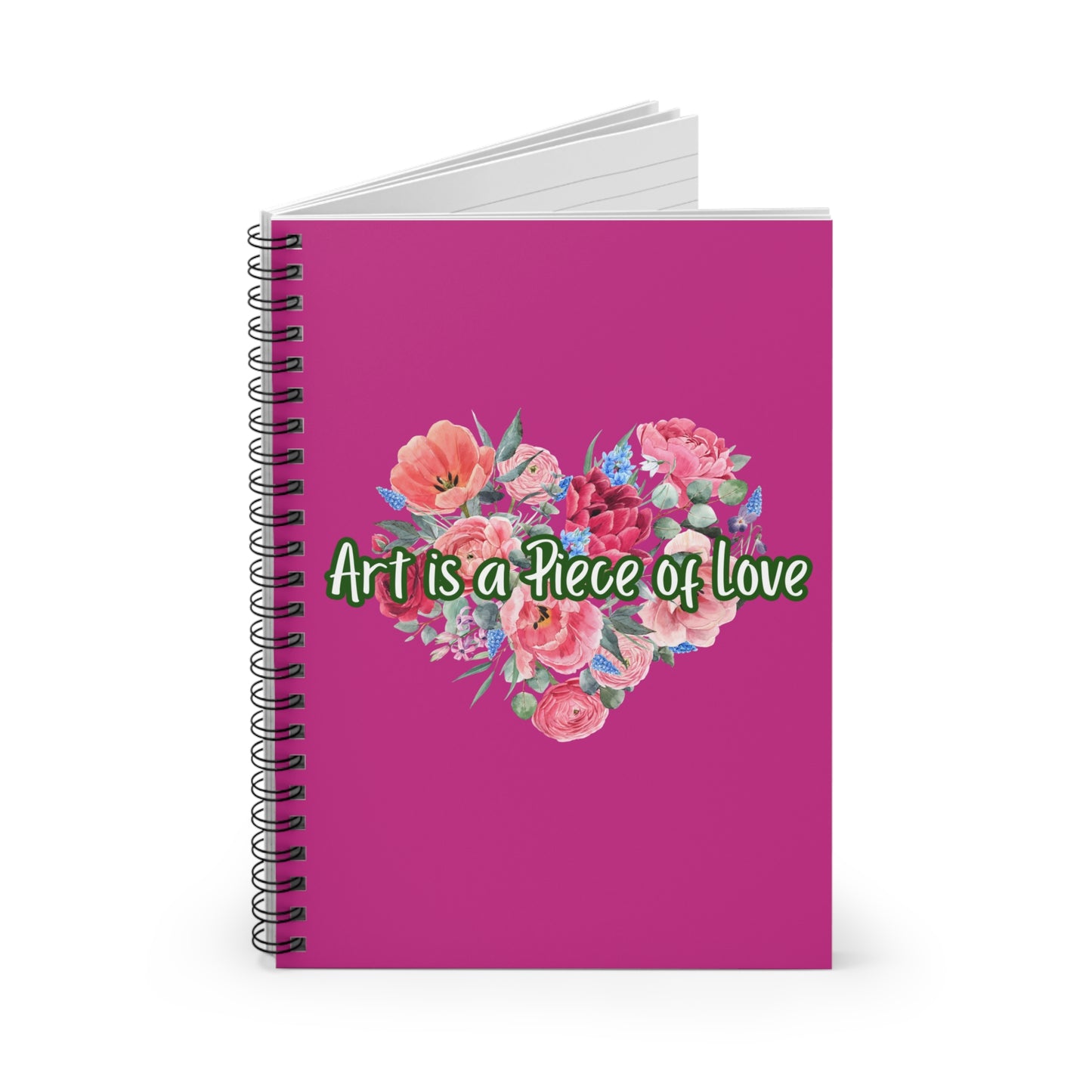 Floral Heart Spiral Notebook - "Art is a Piece of Love"