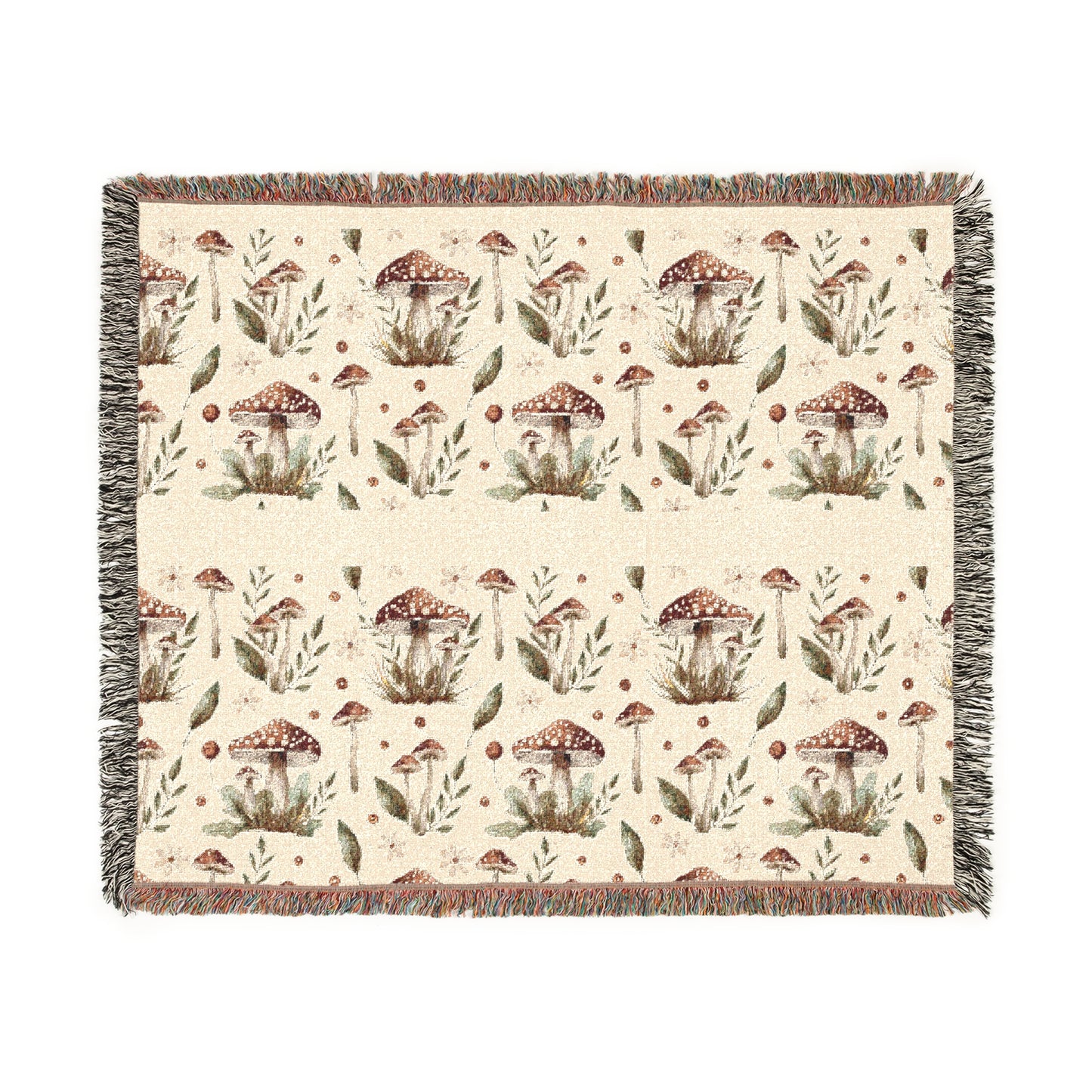 Whimsical Mushroom Inspired Woven Blanket, Cozy Home Decor, Perfect for Mother's Day, Gift for Housewarming, Living Room Throw