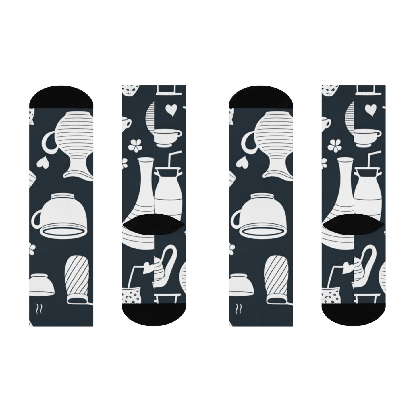 Pottery Cushioned Crew Socks with Cozy Kitchen Designs, Perfect Gift for Coffee Lovers, Fun Homewear, Stylish and Comfy, Unique Gift Idea