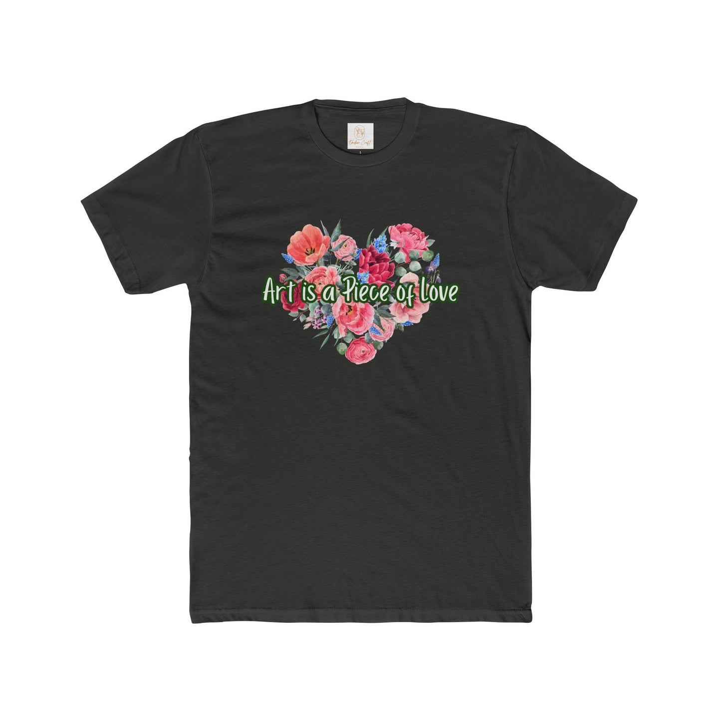 Floral Heart Art Unisex Cotton Crew Tee - "Art is a Piece of Love"