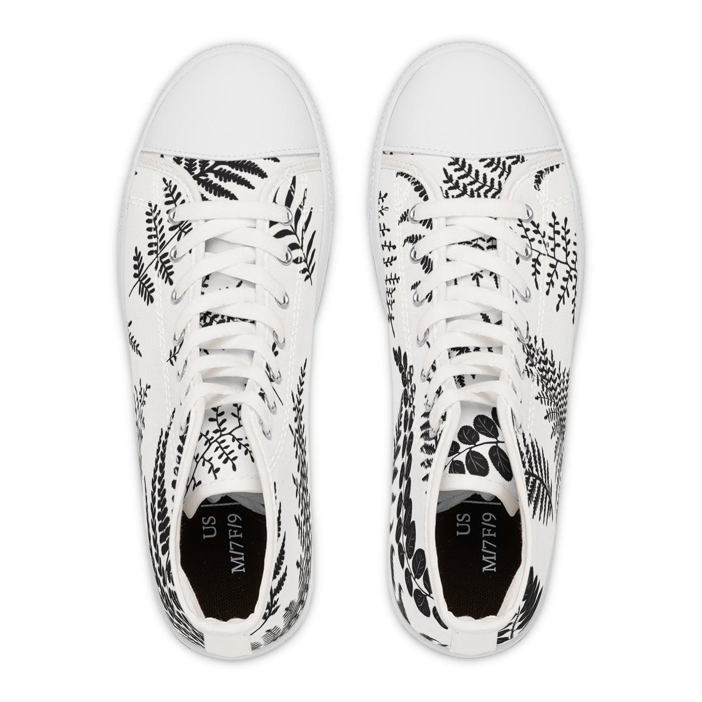 Fern Print High Top Sneakers for Women - Stylish Casual Fashion Footwear, Everyday Sneakers, Unique Gift Idea