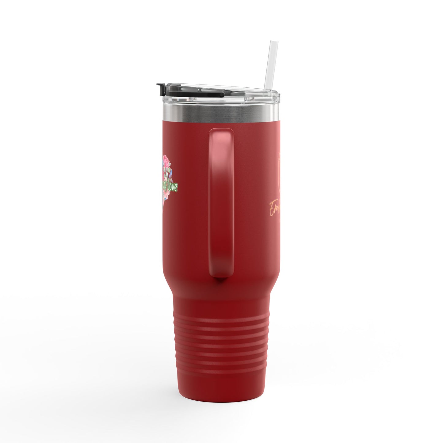 Floral Insulated Travel Mug - 40oz - "Art Is A Piece Of Love"