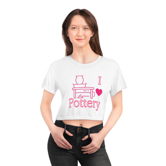 I Love Pottery Crop Tee, Funny Crop Top, Pottery Lover Gift, Creative Fashion, Casual Wear, Art Student Style, Gift for Her