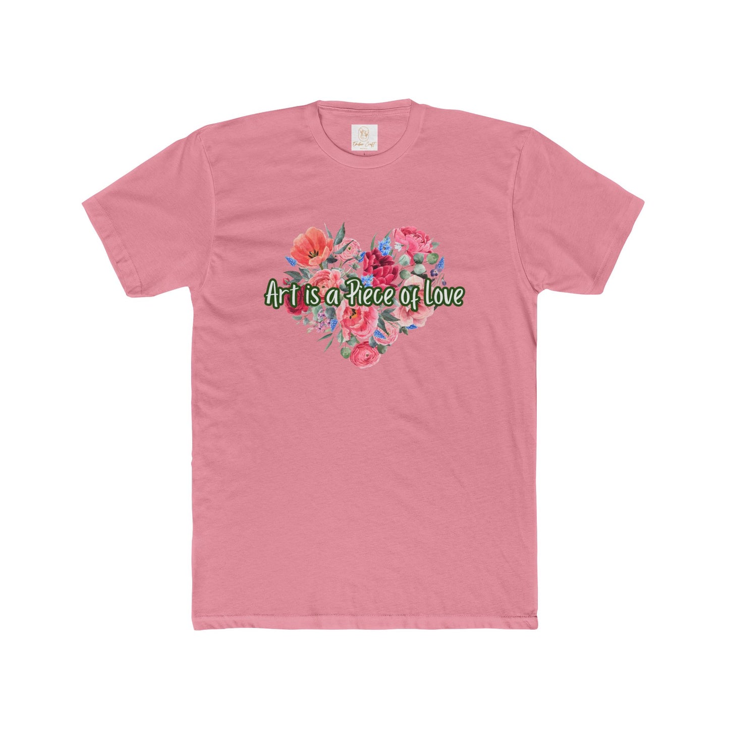Floral Heart Art Unisex Cotton Crew Tee - "Art is a Piece of Love"