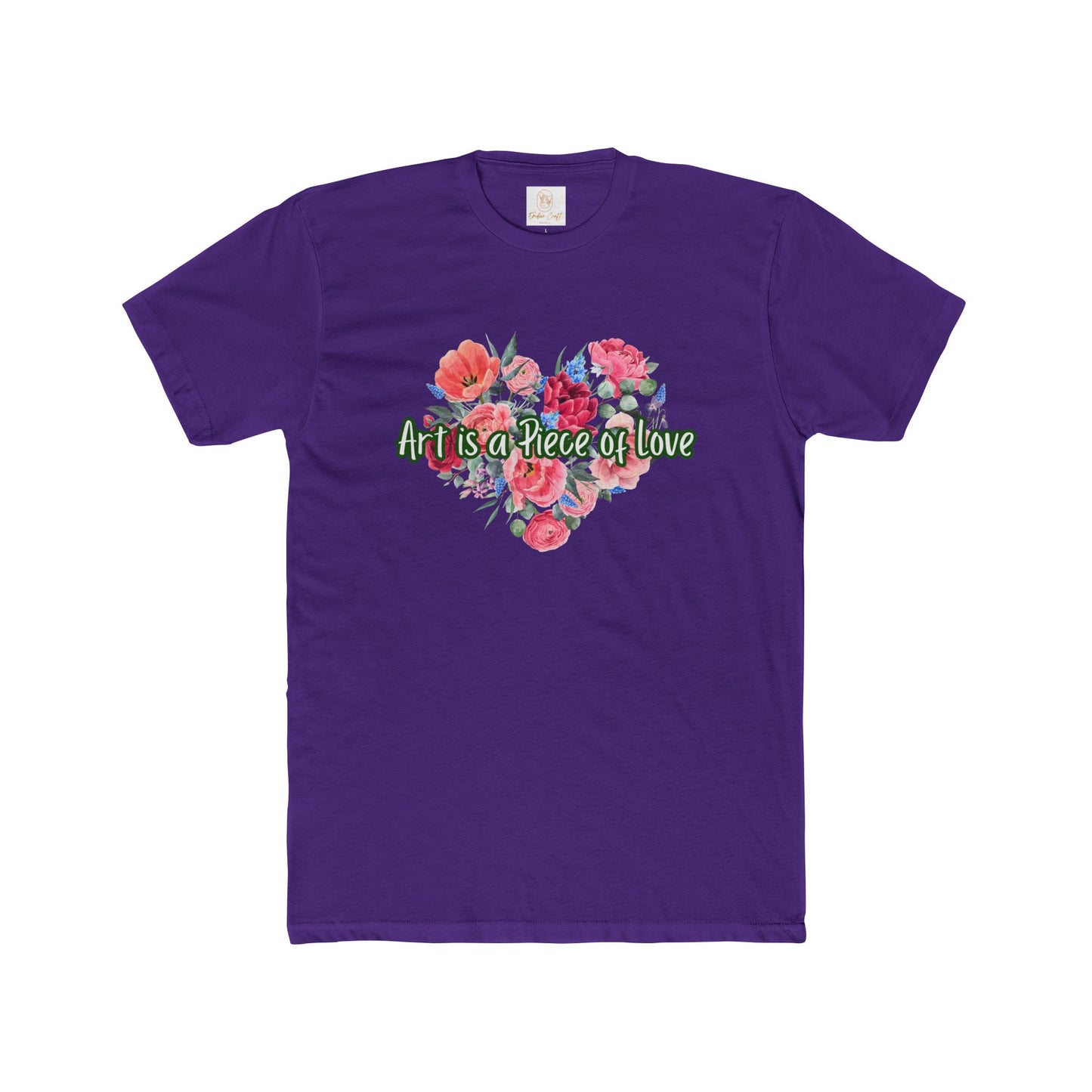 Floral Heart Art Unisex Cotton Crew Tee - "Art is a Piece of Love"