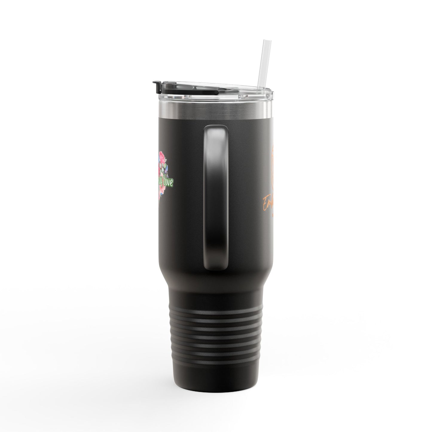 Floral Insulated Travel Mug - 40oz - "Art Is A Piece Of Love"