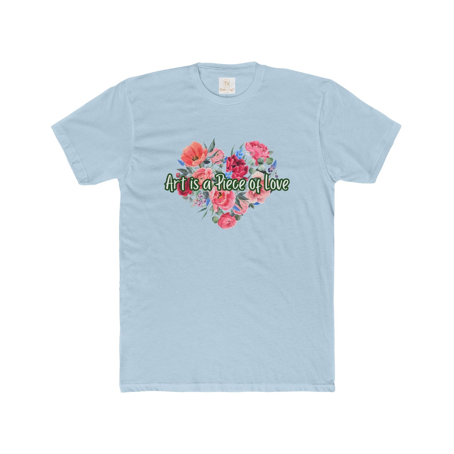 Floral Heart Art Unisex Cotton Crew Tee - "Art is a Piece of Love"