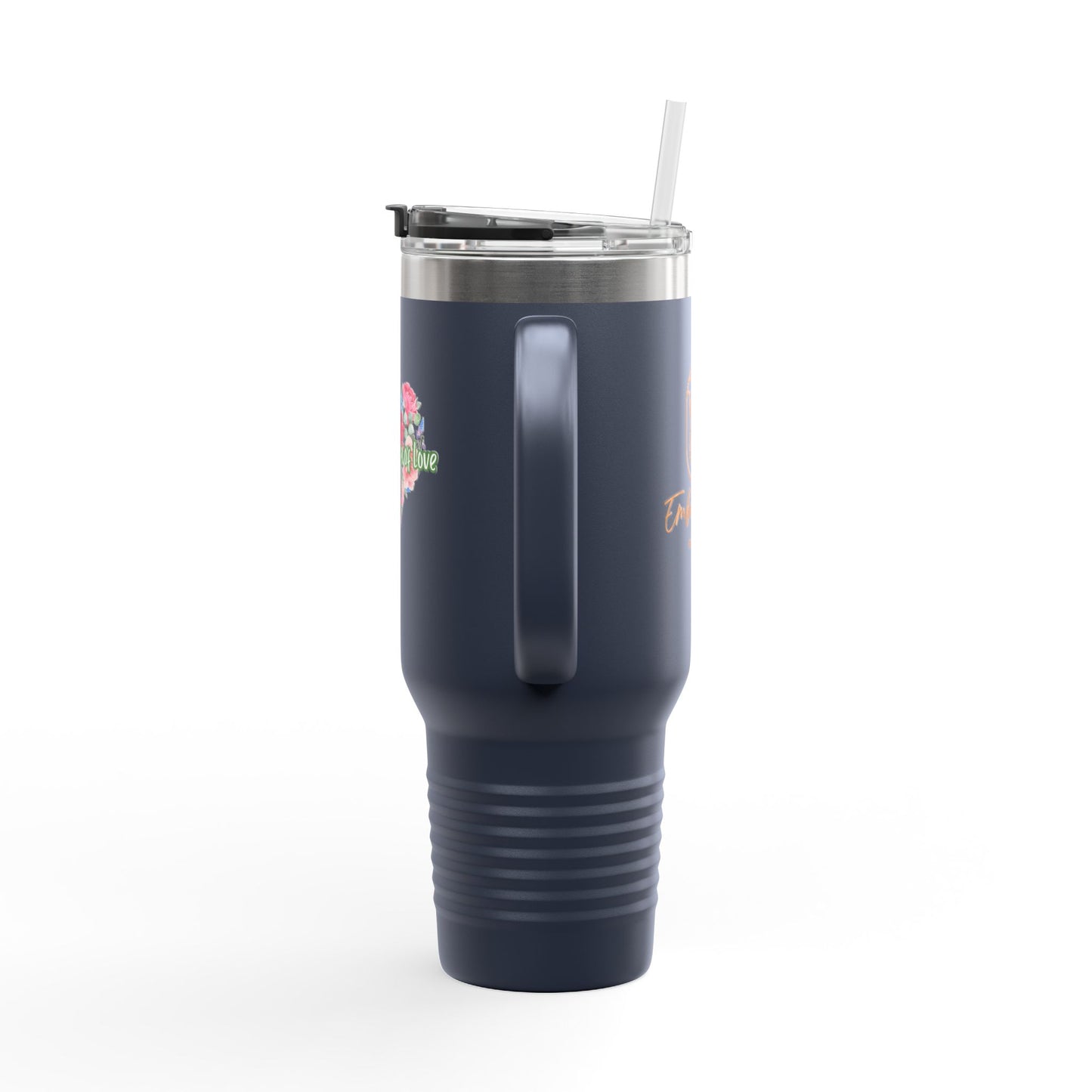 Floral Insulated Travel Mug - 40oz - "Art Is A Piece Of Love"