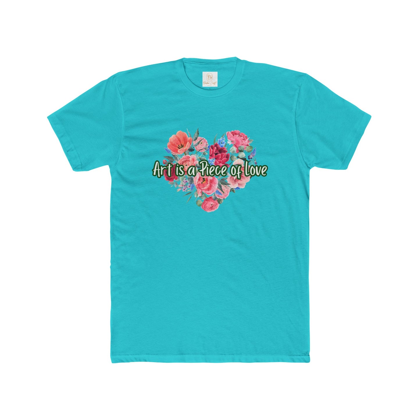 Floral Heart Art Unisex Cotton Crew Tee - "Art is a Piece of Love"