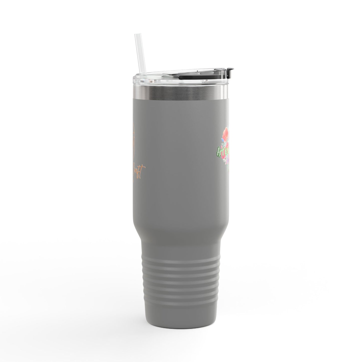 Floral Insulated Travel Mug - 40oz - "Art Is A Piece Of Love"
