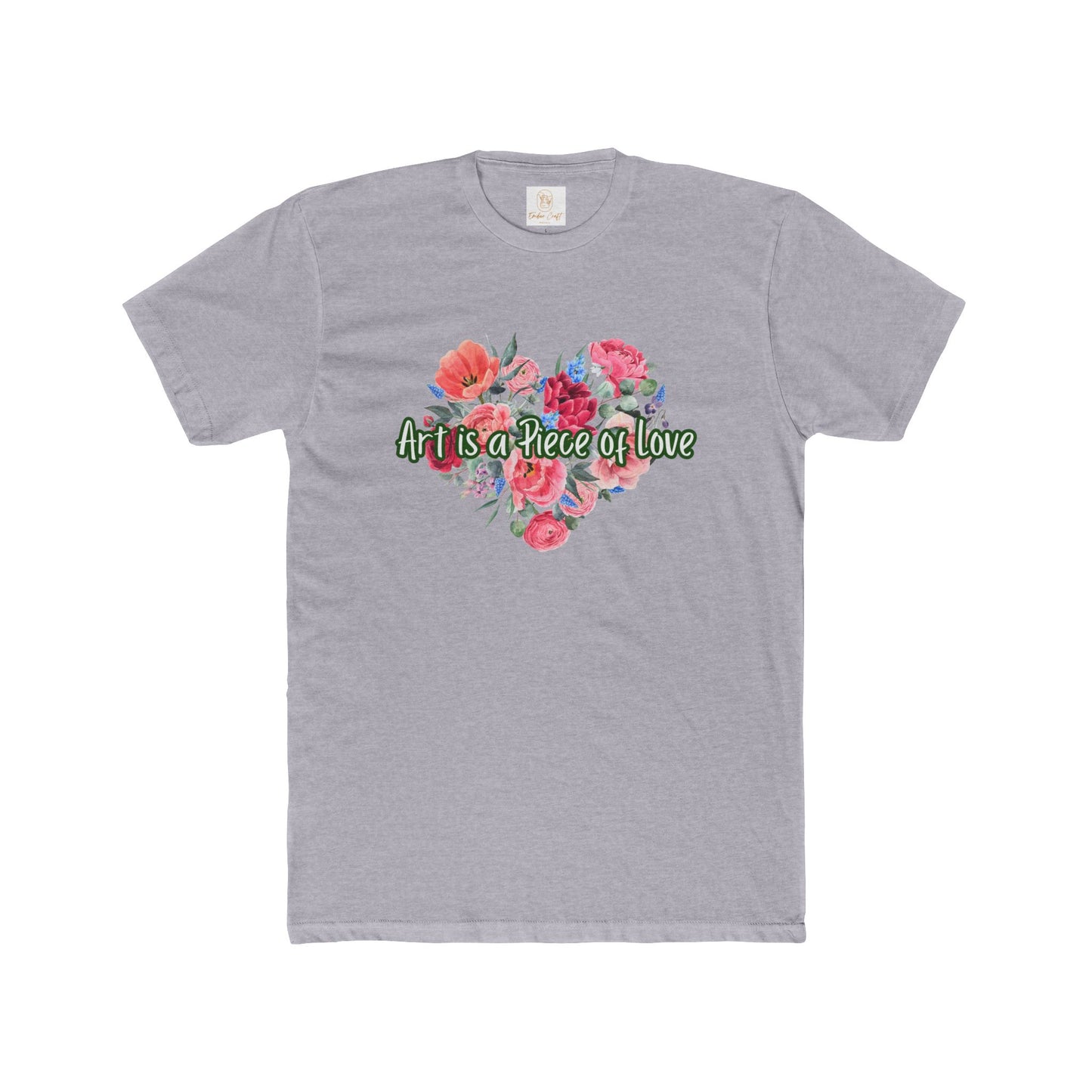 Floral Heart Art Unisex Cotton Crew Tee - "Art is a Piece of Love"