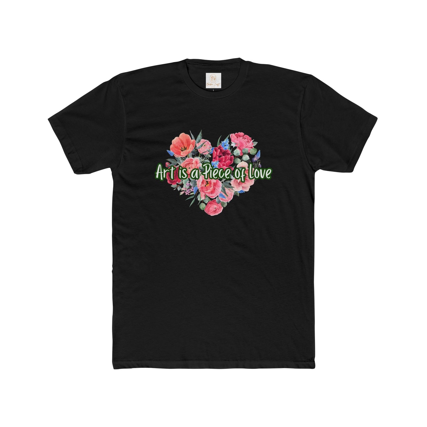 Floral Heart Art Unisex Cotton Crew Tee - "Art is a Piece of Love"