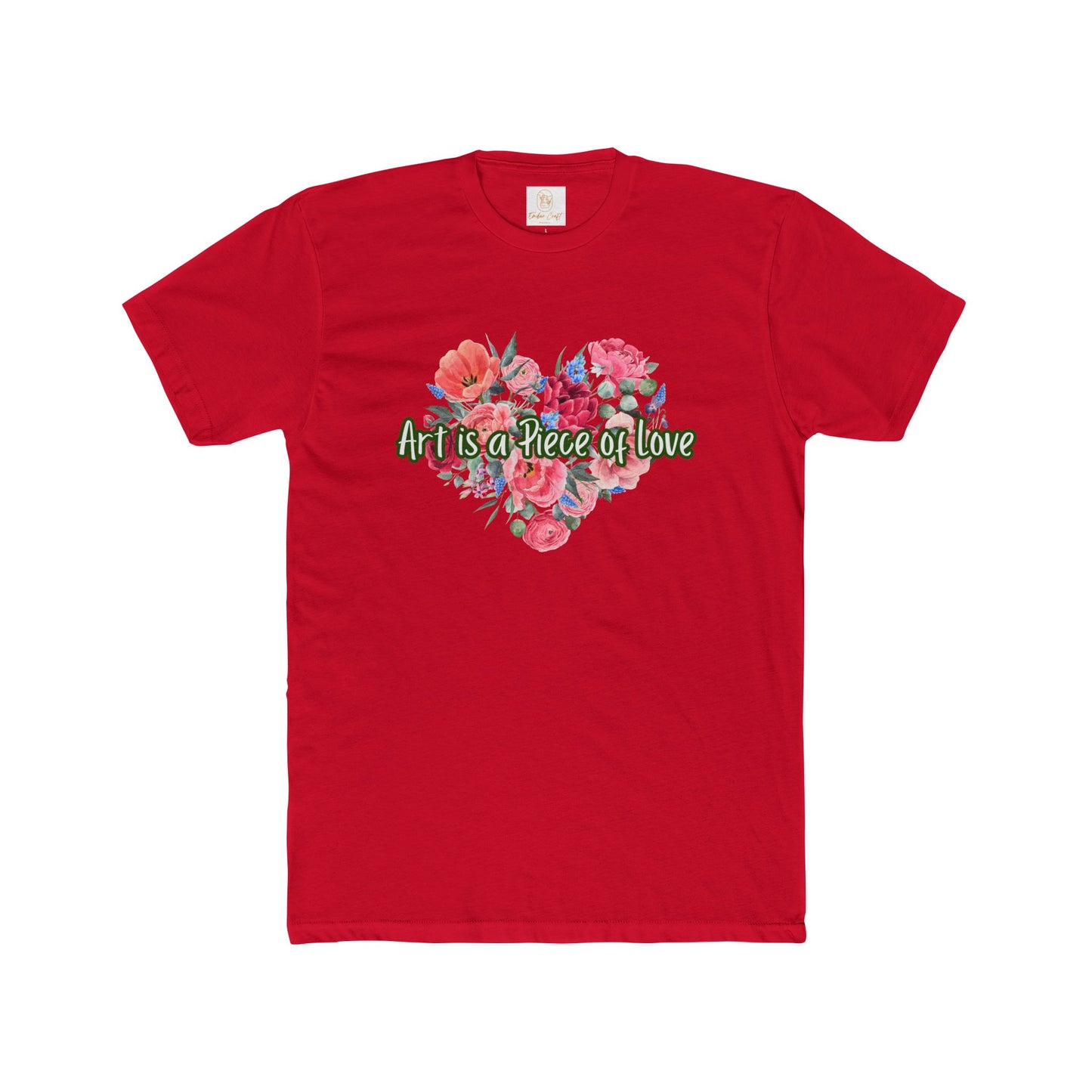 Floral Heart Art Unisex Cotton Crew Tee - "Art is a Piece of Love"