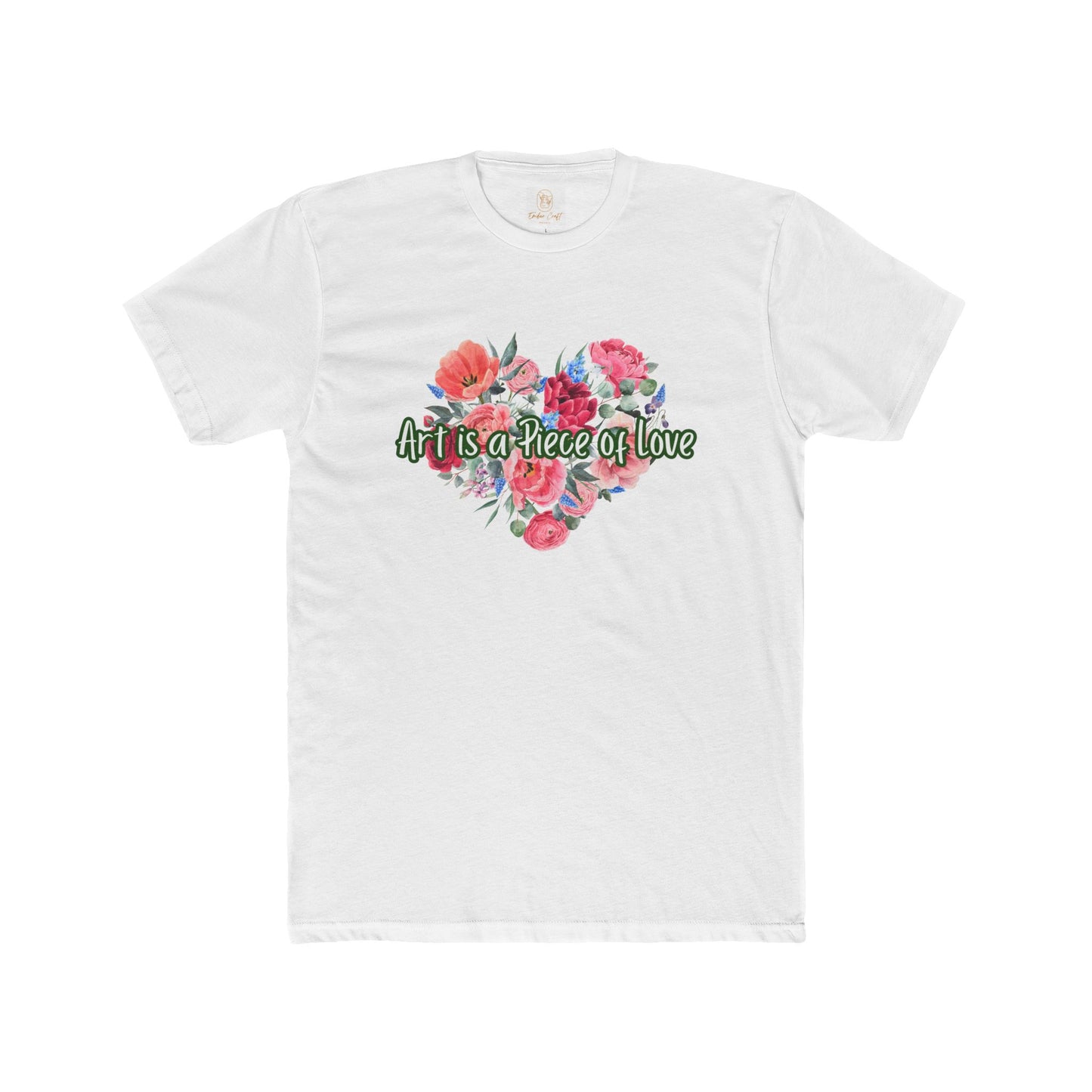 Floral Heart Art Unisex Cotton Crew Tee - "Art is a Piece of Love"