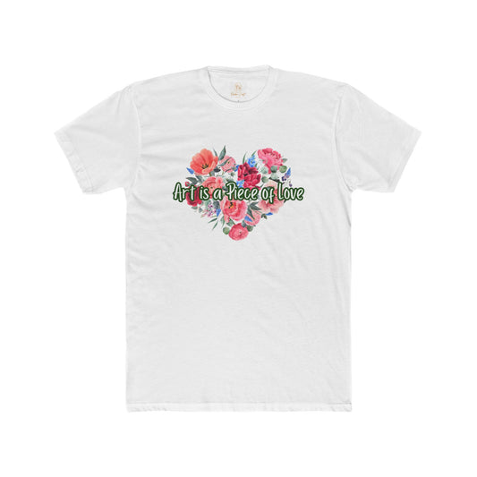 Floral Heart Art Unisex Cotton Crew Tee - "Art is a Piece of Love"