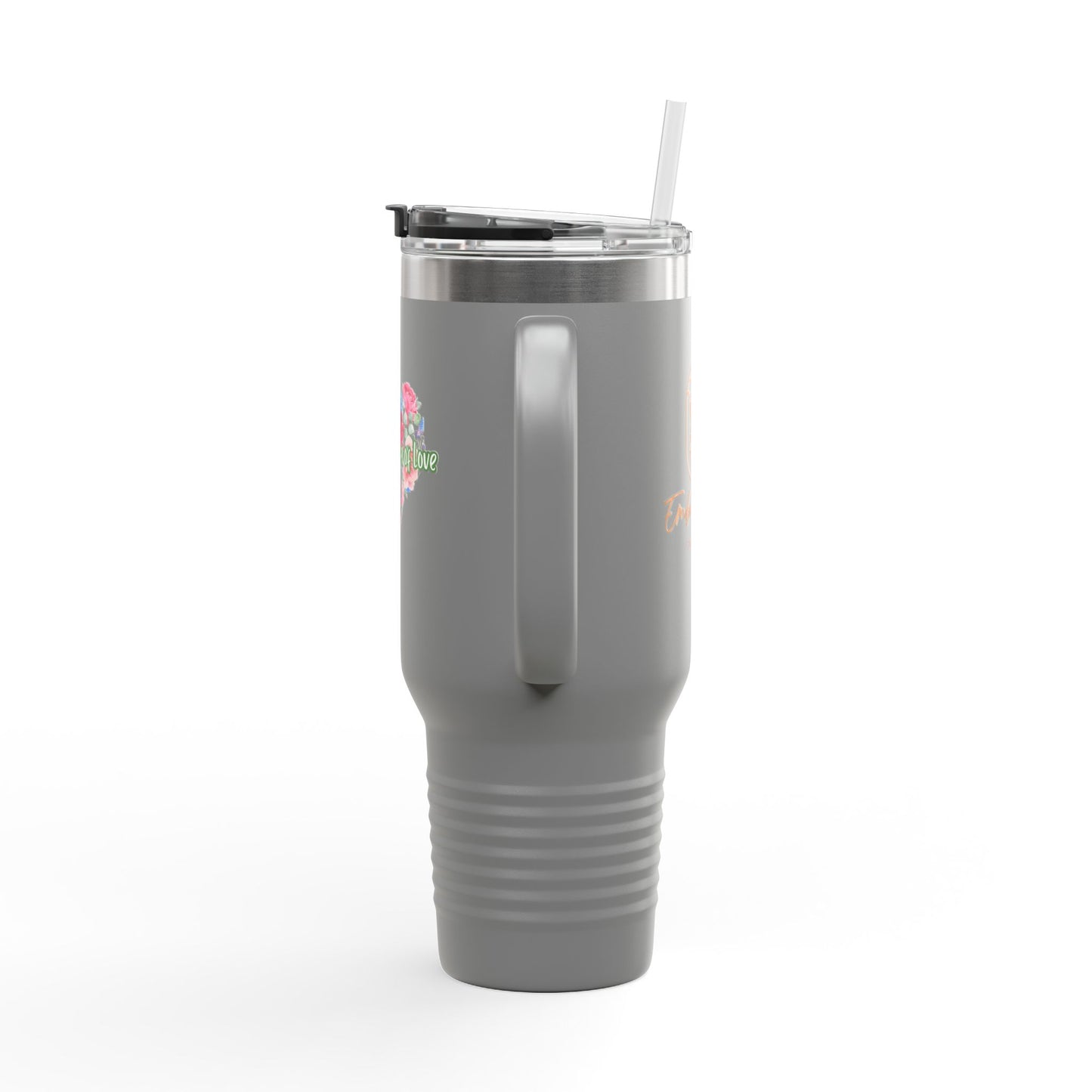 Floral Insulated Travel Mug - 40oz - "Art Is A Piece Of Love"
