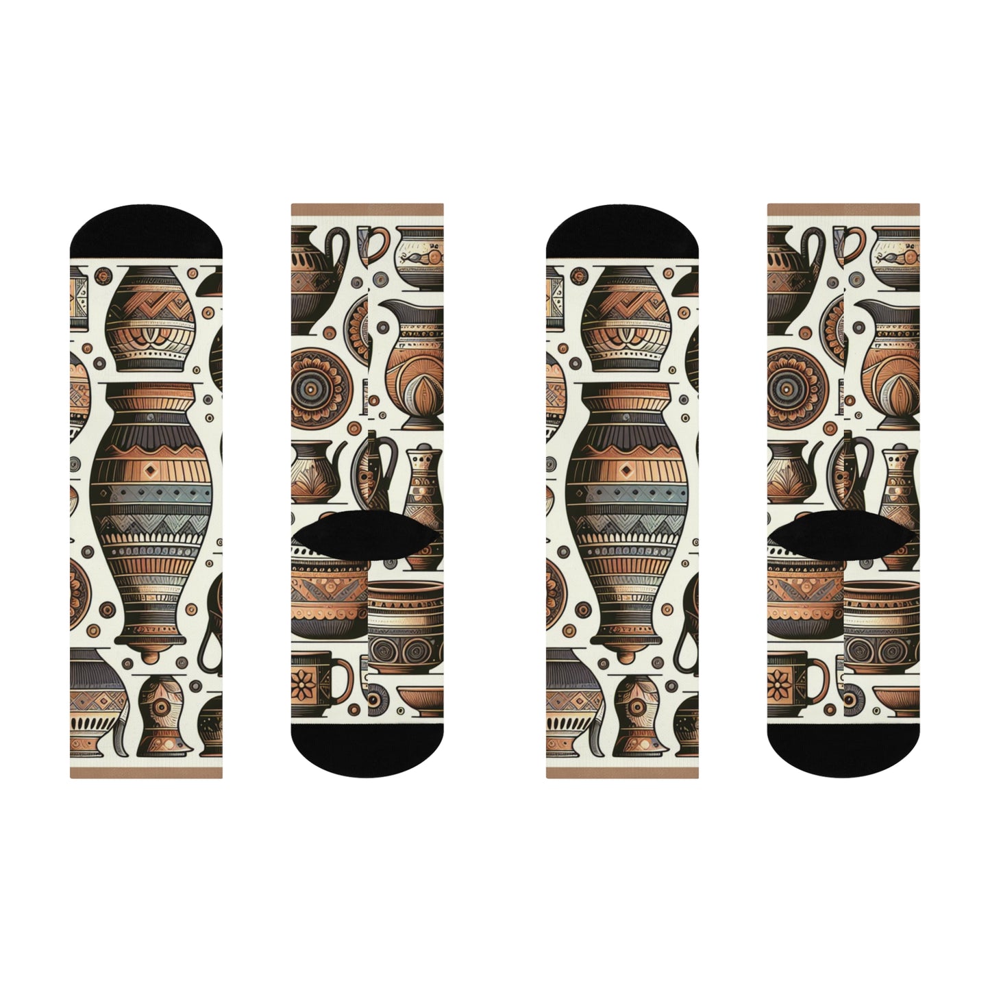Artistic Pottery Design Cushioned Crew Socks, Unique Gift for Art Lovers, Cozy Homewear, Ideal for Casual Outfits, Perfect for Birthdays,
