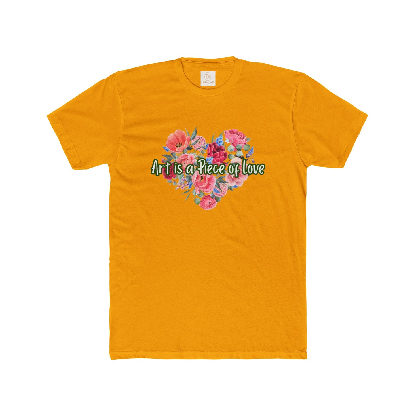 Floral Heart Art Unisex Cotton Crew Tee - "Art is a Piece of Love"