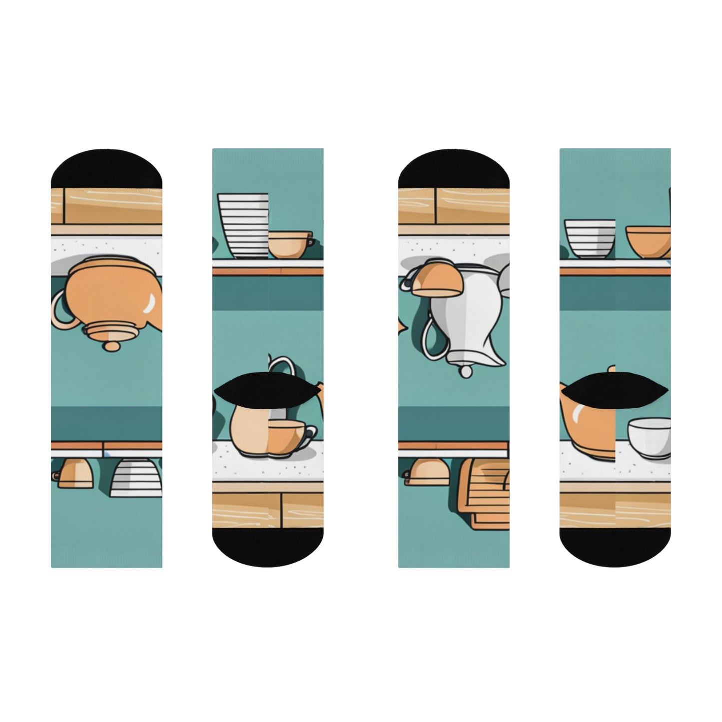 Whimsical Pottery Crew Socks, Cozy Socks for Home, Fun Socks for Tea Lovers, Unique Gift for Her, Everyday Comfort Wear