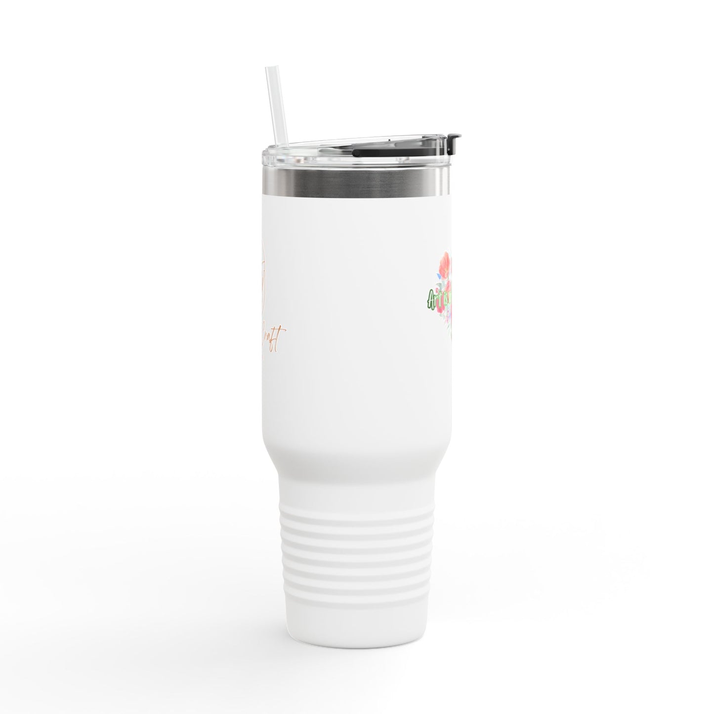 Floral Insulated Travel Mug - 40oz - "Art Is A Piece Of Love"