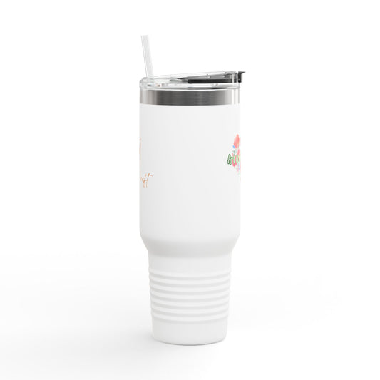 Floral Insulated Travel Mug - 40oz - "Art Is A Piece Of Love"